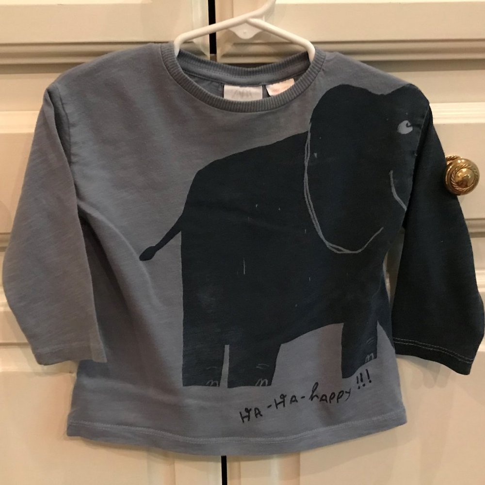 Zara Baby HA HA Happy Elephant Long Sleeve T-shirt